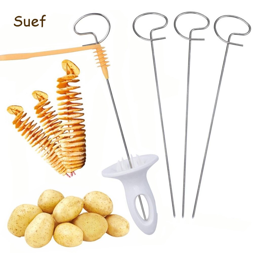    ̼ 3 ڿ ȸ  ̼ η ƿ + öƽ ƮƮ ̽ Ŀ DIY  ƮƮ /Suef Potato Spiral Slicer 3 String Rotate Potato Slicer Stainless Ste